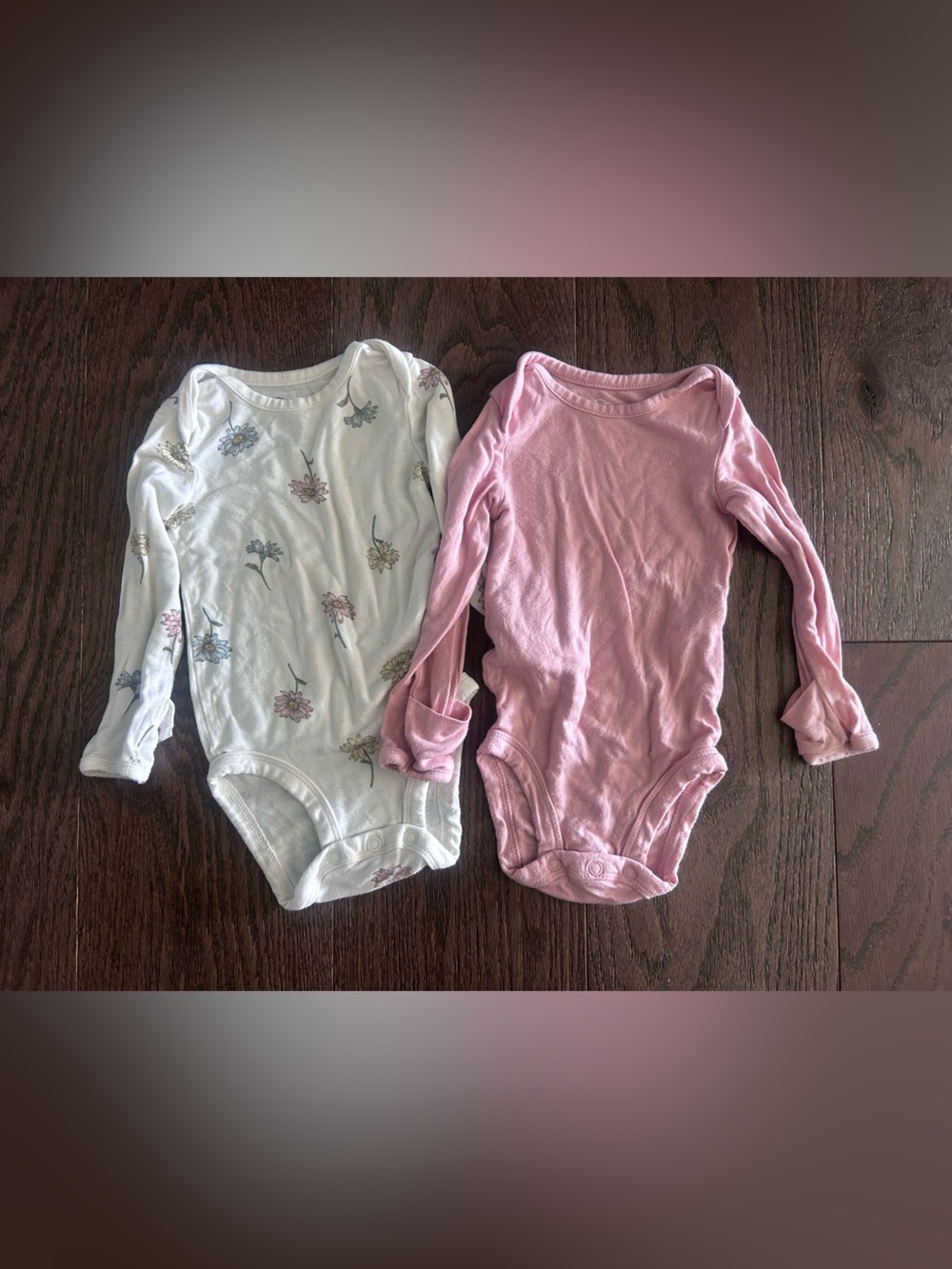 Lot of 2 Carter's Size 3 month Baby Girl's Purely Soft Bamboo Bodysuits